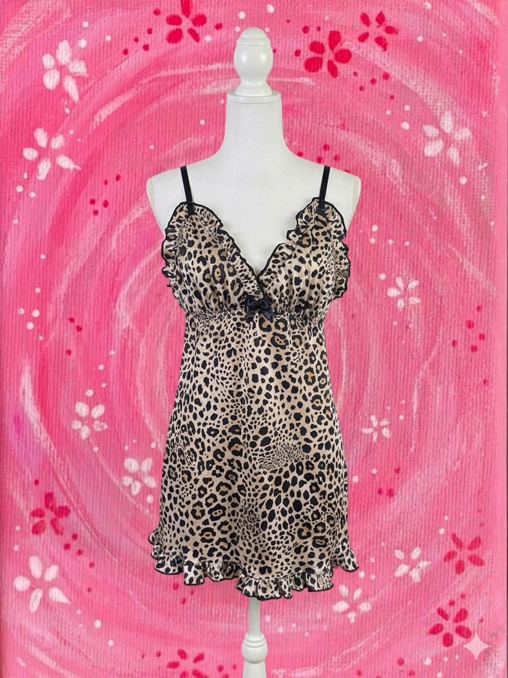 Leopard Print Ruffled Chemise Nightie